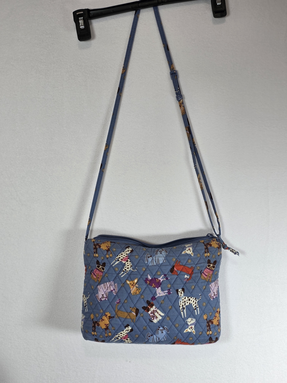 Vera Bradley "Bark Park" Print Quilted Blue Crossbody Bag